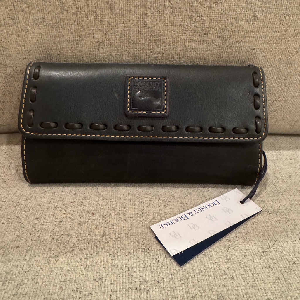 Dooney & Bourke Teal Florentine Leather Continental Clutch Wallet New With Tags